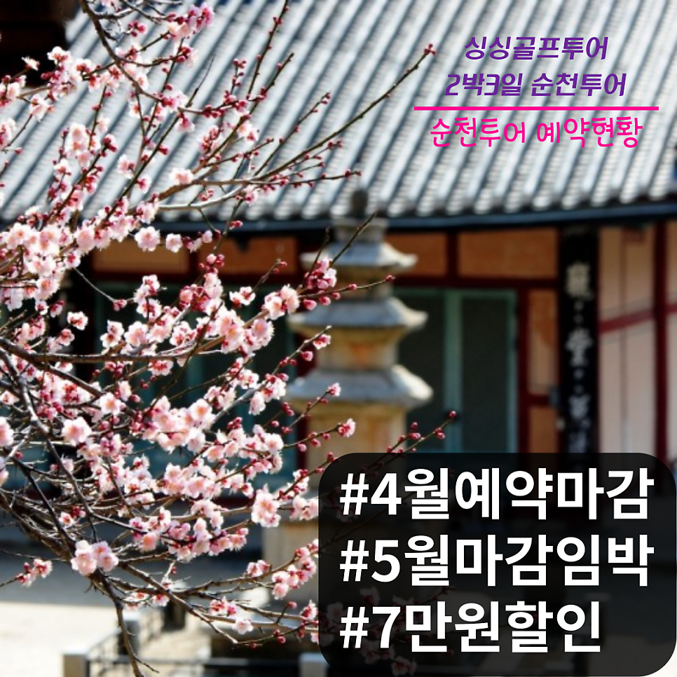2박3일 순천투어 예약현황 및 깜짝 할인 이벤트